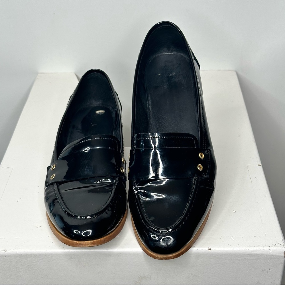 Minelli Womans Shoes Loafers Patent Leather Flats Slip On Black Size 41